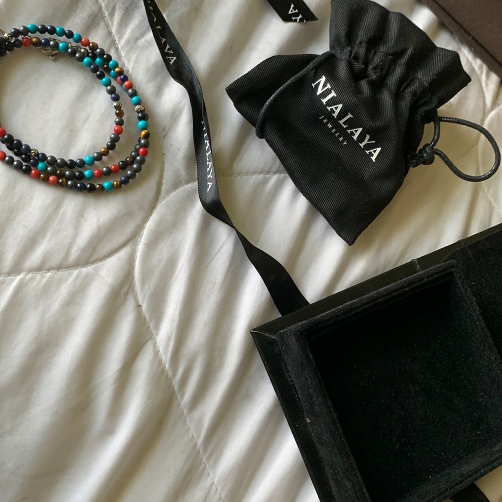 Nialaya triple wrap bead bracelet